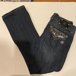 Miss Me JP4656-2 Womens 29 Bootcut Dark Wash Blue Jeans Embellished